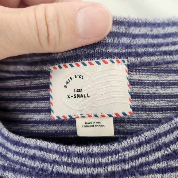 Anthropologie Postmark Blue Striped Lightweight Knit Long Sleep Top Sweater XS - Picture 5 of 7